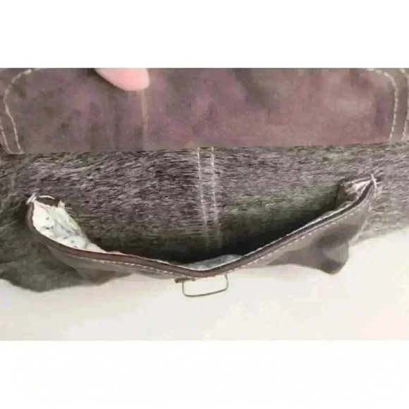 Myra Bag Western Cowgirl On Hide Leather Medium Brown Satchel Crossbody Purse - Picture 7 of 15